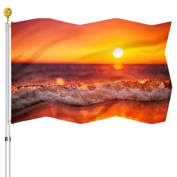Лятото, Морето, Океана Изгрева на Слънцето Знамена Природа Пейзаж Декоративен Флаг Полиестер Банери с Медни Люверсами Знамена за вътрешна и Външна употреба
