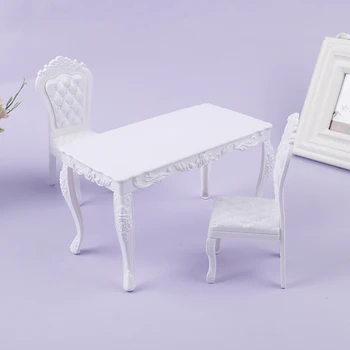 1/6 bjd кукла маса за хранене комплект столове, миниатюрни Кухненски Мебели Компютър Офис Бюро Стол За Украса куклена Къща