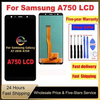 ААА + Качествен LCD дисплей A750 За Samsung Galaxy A7 2018 LCD SM-A750F A750F A750 LCD дисплей С Сензорен Екран Дигитайзер В Събирането на Замяна