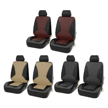 Универсални Калъфи За Столчета За Автомобил На Предната Седалка От Черна Изкуствена Кожа Комплект Калъфи За Столчета За Автомобил, Универсална Автоаксесоари Защита Салон На Седалката