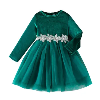 Пролетта и Есента Рокля с дълги ръкави за момичета в Европейския и Американския стил, Новост 2023 г., Сетчатое рокля за Малки момичета, Детски дрехи