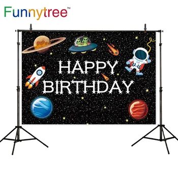 На фона на рождения ден на космическия кораб Funnytree, планетата на Астронавти, Душата на дете, на Фона на парти по случай рождения Ден на Декор за Фотосесия, Банер Фотозоны