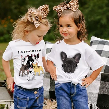 Тениска с принтом френски Булдог от карикатура, Забавни детски тениски за пътуване, Блузи, Ежедневни дрехи в тон сладък куче, Подаръци за кучетата и хората