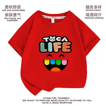 Тениски с анимационни модел за момичета/момчета, играта Toca Boca и Gacha Life World, детска удобна универсална летни дрехи с къси ръкави