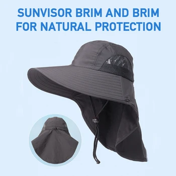 Бейзболна шапка с Широка Периферия, за Жени и Мъже, UV-Защита, Охлаждаща Шейная Шапка за Разходки и Риболов, Лятна Шапка с клапан на открито