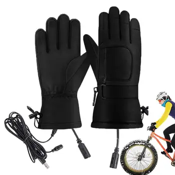 Велосипедни ръкавици с топъл, непромокаеми ръкавици с електрически нагревател, топли ръкавици с топъл на допир екран, ветроупорен USB за разходки, планинско катерене