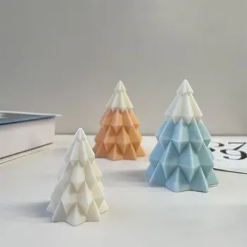 3D Конична Коледно дърво Силиконова форма НАПРАВИ си САМ Ароматна свещ Гипсовый украшение Геометрична форма, във формата на диамант Коледна украса