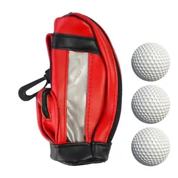 Чанта за голф Водоустойчива чанта за аксесоари за голф от изкуствена кожа с цип, чанта за мини-топки за голф, преносимо съхранение на топки за голф, за момчета