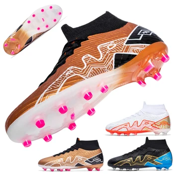 Футболни маратонки TF / AG Свръхлеки Модни Водоустойчив Футболни обувки-Нови Футболни Обувки, Мъжки Високи Голеностопные гуми За тренировки на трева