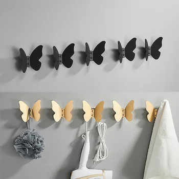 3D самозалепващи куки-пеперуди, творчески закачалки от алуминиева сплав, закачалки за хавлии, палта, шапки, закачалка за съхранение на дрехи за кухнята, дома, баня