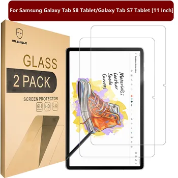 Mr.Shield [2] е Проектирана за таблети Samsung Galaxy Tab S8 / Galaxy Tab S7 [11 см] [Закалено стъкло] Защитно фолио за екрана