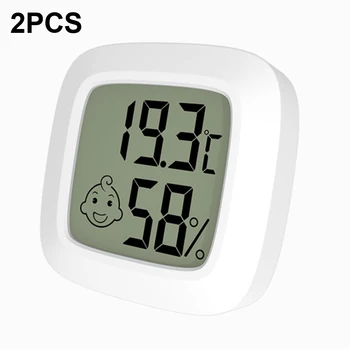 Мини LCD дигитален термометър-влагомер за контрол на температурата и влажността в помещението с ясен дисплей в опаковка от 2 броя
