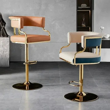 Съвременните Скандинавски, Въртящи се на Бар столове С Регулируема височина Луксозен Бар стол от изкуствена кожа, Кухненски Столове, Мебели за бар в хола