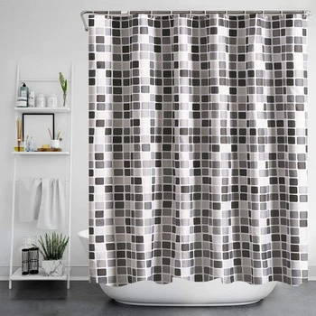 Модерна клетчатая завеса за баня от полиэстеровой тъкан, Удебелена Водоустойчива душ завеса за душ, пердета за баня с куки, домашен декор
