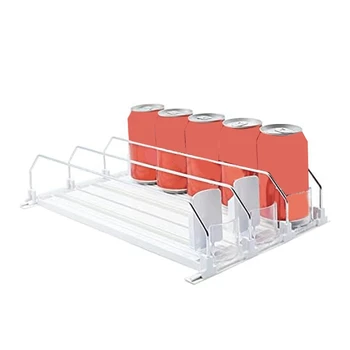 Диспенсер за напитки бяла Автоматично тласкач Glide за хладилник За хладилника-може да побере до 15 кутии, полк с автоматично перка за напитки