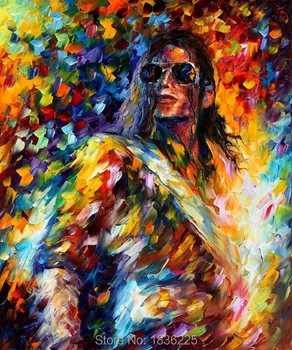 Ръчно рисувани абстрактни картини върху платно, маслени бои на Майкъл Джексън, стенно изкуство, рисувани с нож, начало декор, подвешивание на стената