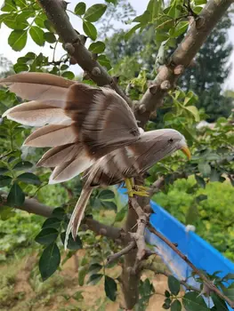 сиви истински крила модел птици от пяна и пера подарък за птици украса на градината около 12x20 см xf2885