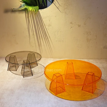 Креативен кръгла масичка за чай в скандинавски стил, Акрил масичка за всекидневната и в хотел тип 