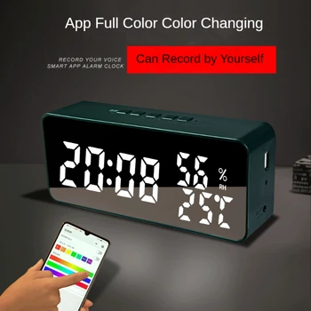 Умен аплет-будилник с функция за обратно отброяване, цветни часовници с възможност за промяна на цвят, led цифров часовник температура и влажност на въздуха