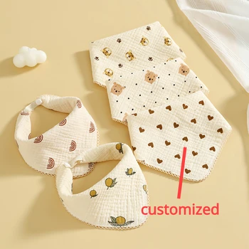 Бебешка кърпа от чист памук със слюнка, Креповая плат, детски лигавник с принтом за новородено, Памучно бельо квадратна кърпа, носна кърпичка за избърсване