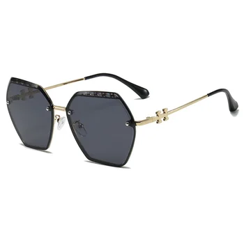 Слънчеви очила в рамка от висококачествена сплав, Дамски Модни Слънчеви очила без рамки, Мъжки Модни Реколта Леки Очила, Дамски Очила с UV400 Oculos De Sol