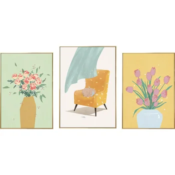 Модерни и Оригинални Цветя и Листа Стенни Художествени Плакати С Растения върху Платното за Домашен интериор Дневна
