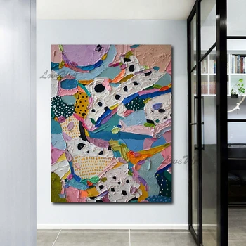 Декорация на стените Канава модерен акрил, платно Цветна гъста маслена живопис Абстрактен ножевой арт Безплатна Доставка Нов дизайн