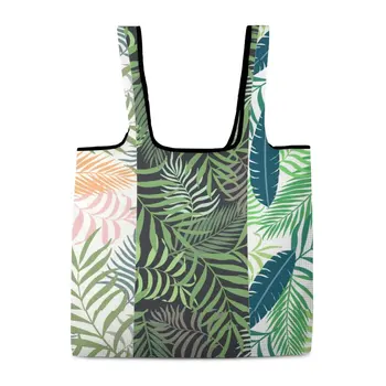 Проста и елегантна чанта Totebag с пълна печат, преносима чанта за пазаруване за многократна употреба, миещи се, сгъваеми цветни чанти за пазаруване в цветенце.