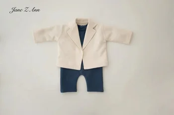Комплект дрехи за новороденото момче, гащеризон + яке, дрехи за студийни домашни снимките