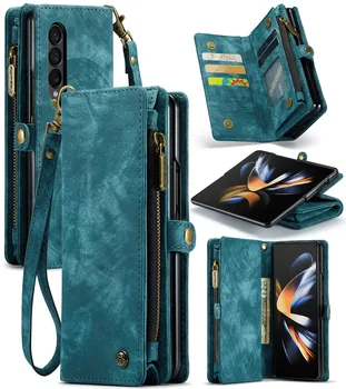 Най-добрата защита Луксозна Чанта За Телефони Кожен Калъф за Samsung Galaxy Z Fold 4 Fold4 5G Fold5 Fold 5 Zfold4 Zfold5 Седалките, За да Слотове за карти с памет