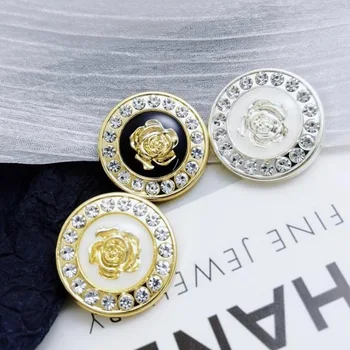 Модерни декоративни копчета с кристали във формата на цветя за дрехи на едро, 6 бр., метална пуговица с кръгла опашка за дамски ризи, палта, направи си сам