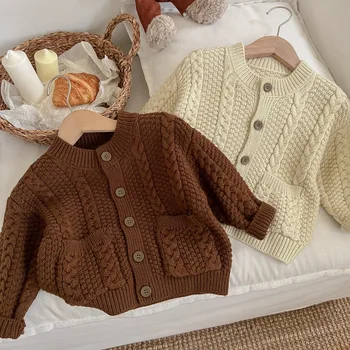 Пуловер Darcoo за малки момчета и момичета 2023 г., Детска есенна дрехи, детски дрехи зимата, вязаный жилетка