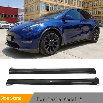 Удължителен кабел странични прагове Dry Carbon за Tesla Model Y Sport Utility 2019 ГОДИНА на ИЗДАВАНЕ, Пълнители Страничните Прагове на автомобила, Люлеещо, панел