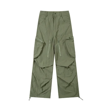 Deisgn Сгъваеми мълния Лилаво пролетната реколта широки панталони на Зелени панталони-карго за мъже и жени, Свободни широки мъжки панталони Зимни