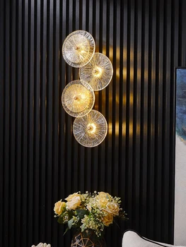 Лесен Луксозен Кристал, с монтиран на стената лампа 2023 година на издаване, нов, с монтиран на стената лампа за телевизора в хола, нощно шкафче в главната спалня, креативна стълба
