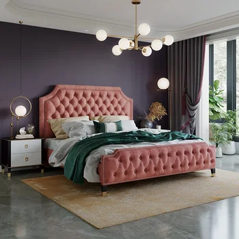 Американската Лека Луксозна Модерна минималистичная на Тъканта, легло с катарама за 1,8 м, двойно легло в Основната спалня