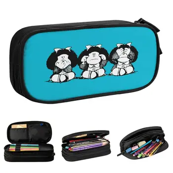Модни пеналы Mafalda, сладък калъф за моливи с шарките на Kawai, дръжка за деца, Голяма чанта за багаж, Офис Подарък канцеларски материали