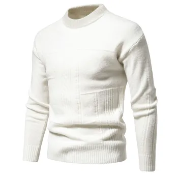 Есенно-зимния Нов мъжки пуловер с голям размер, обикновен пуловер с кръгло деколте, пуловери