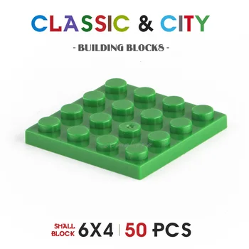 Строителни блокове със собствените си ръце 6X4, тънки фигурки, тухли, MOC, 50шт, 12 цвята, образователни, креативни, съвместими с брендовыми играчки за деца