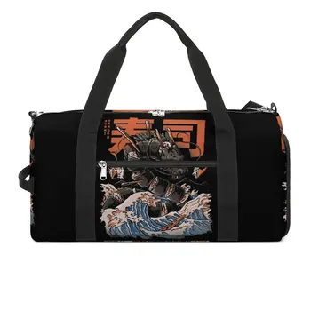 Спортна чанта Черно Sushi Dragon, забавна японска храна, пътни, спортни чанти за мъже и жени с обувки, Забавна чанта за фитнес, преносими чанти